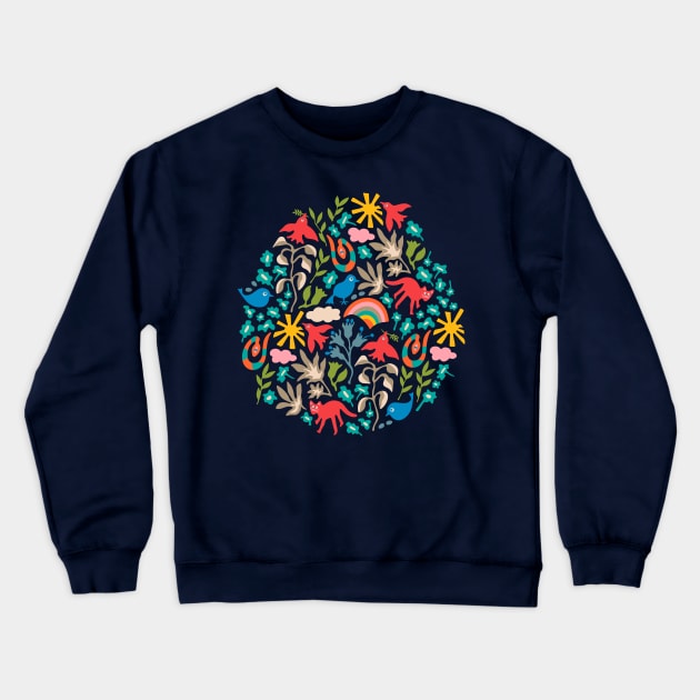 LAND OF PLENTY Cute Outdoors Nature Animals with Birds Cats Snakes Flowers Weather - UnBlink Studio by Jackie Tahara Crewneck Sweatshirt by UnBlink Studio by Jackie Tahara